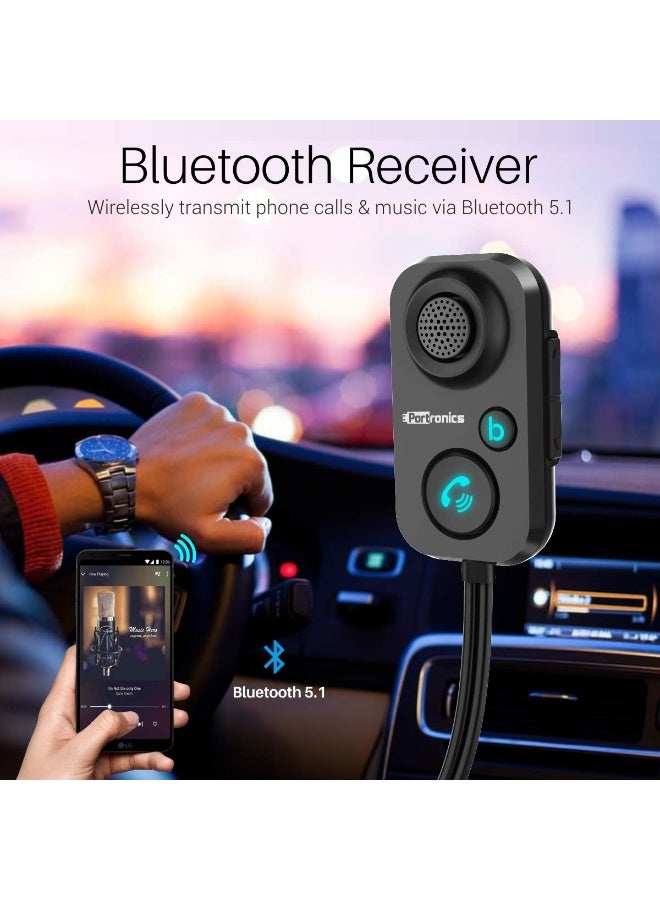 Portronics AUTO 12 in-Car Bluetooth Receiver for Handsfree Calling, Music System, Supports All Smartphones (Black) - Image 4